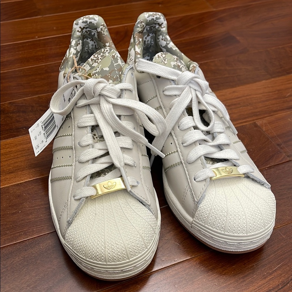 adidas White Sneakers with Textured Fabric and Rubber Toe Cap